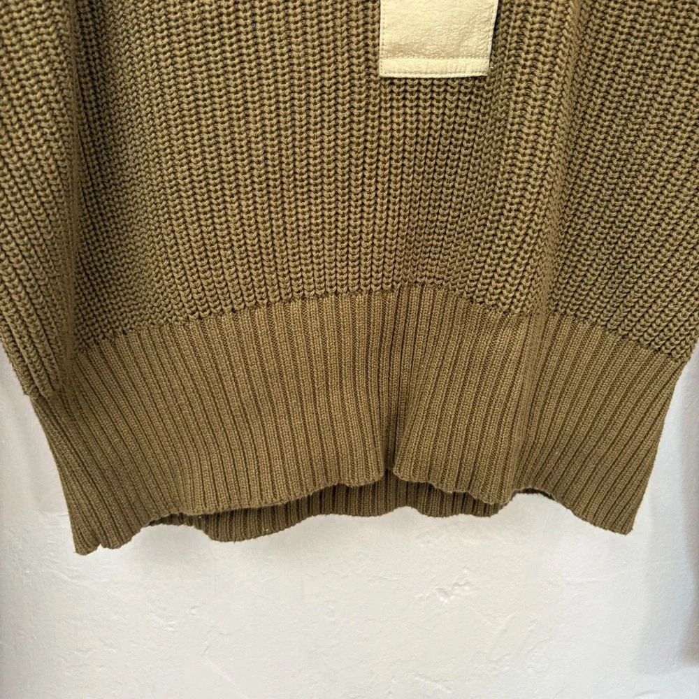 Varley Carter Half Zip Hooded Sweater Women Size Medium Green Knit